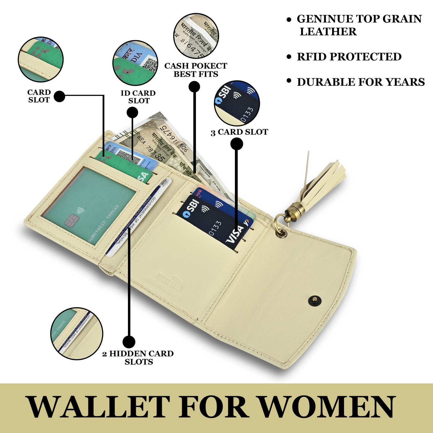 evalgo® Women's Wallet - Genuine Leather Premium Soft Quality, RFID Protected, Slim and Minimalist Design