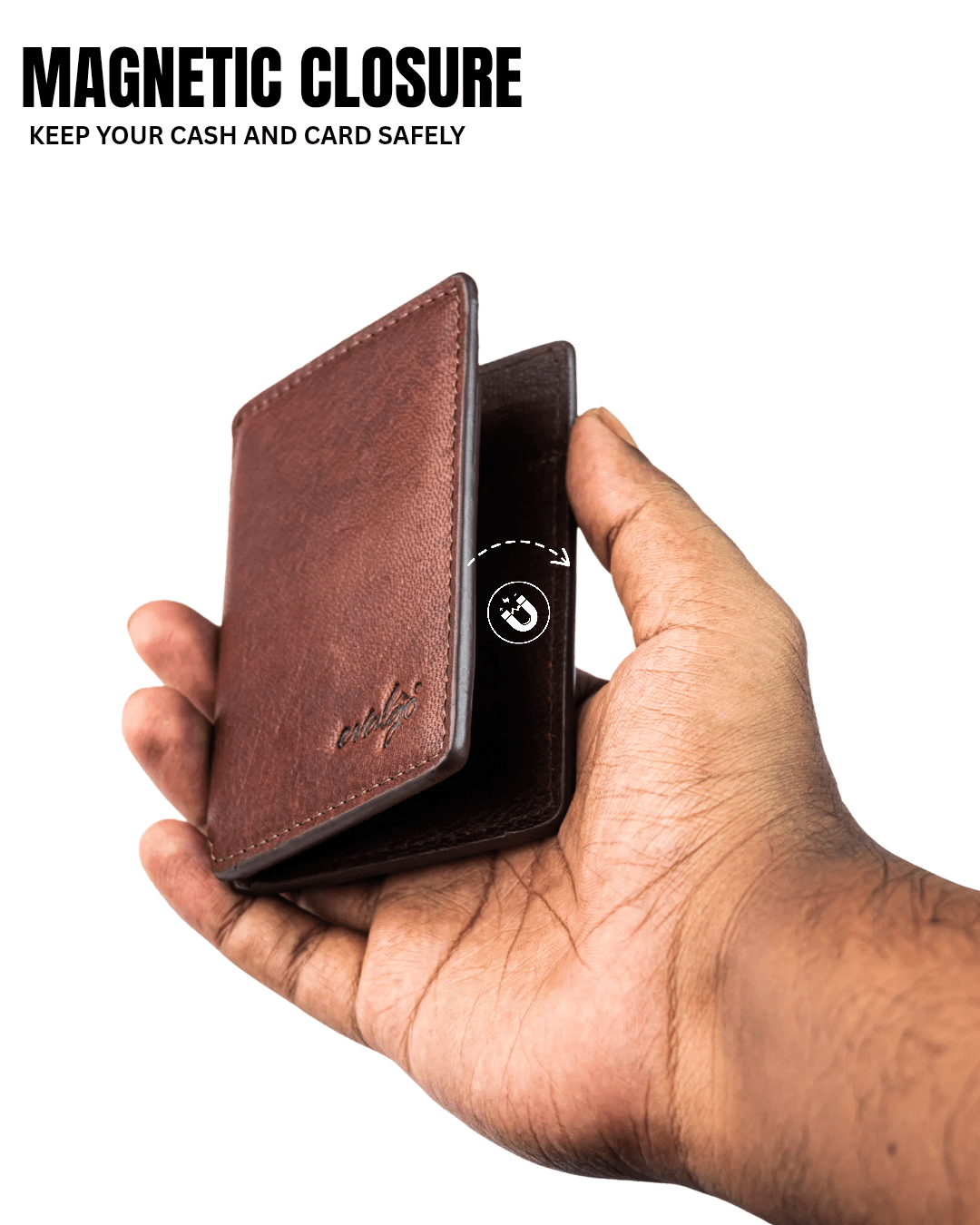 The evalgo® Snap — Slim Magnetic Top-Grain Leather Wallet - evalgo®