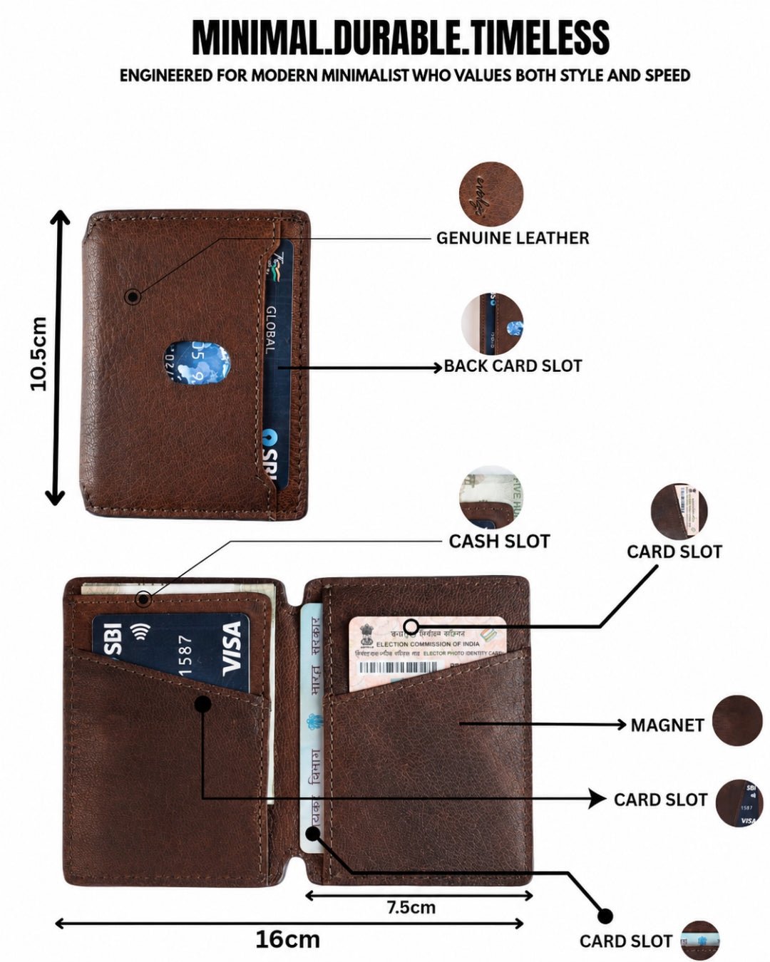 The evalgo® Snap — Slim Magnetic Top-Grain Leather Wallet - evalgo®